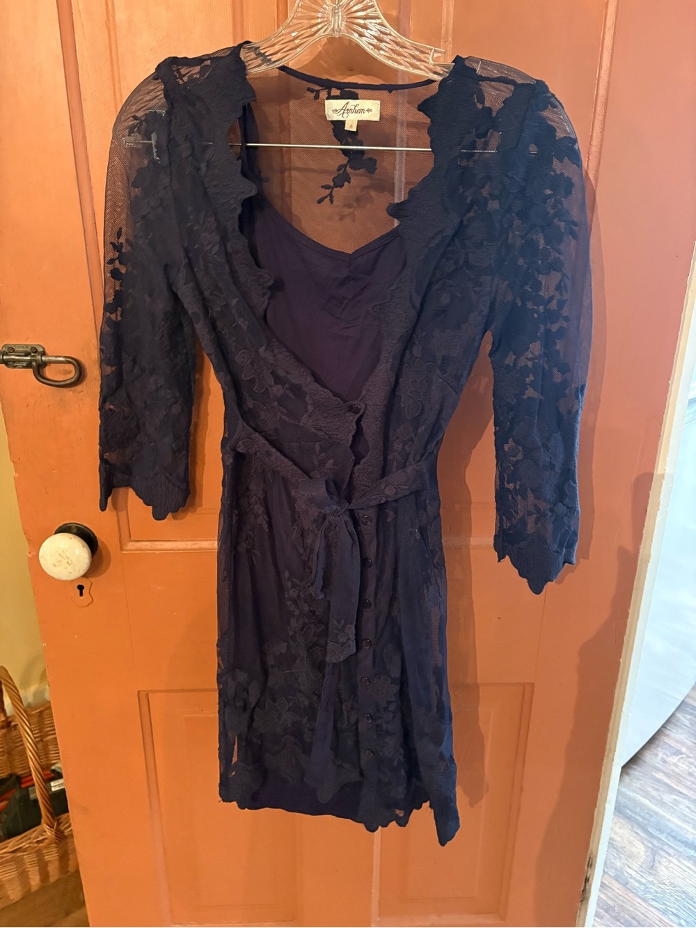 Arnhem Navy Floral Lace Wrap Dress with Tie Waist